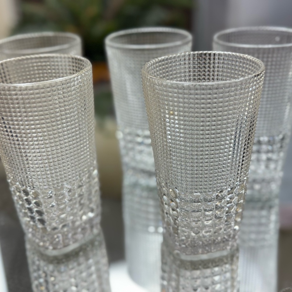 Elegant Textured Glass Tumblers - Set of 5